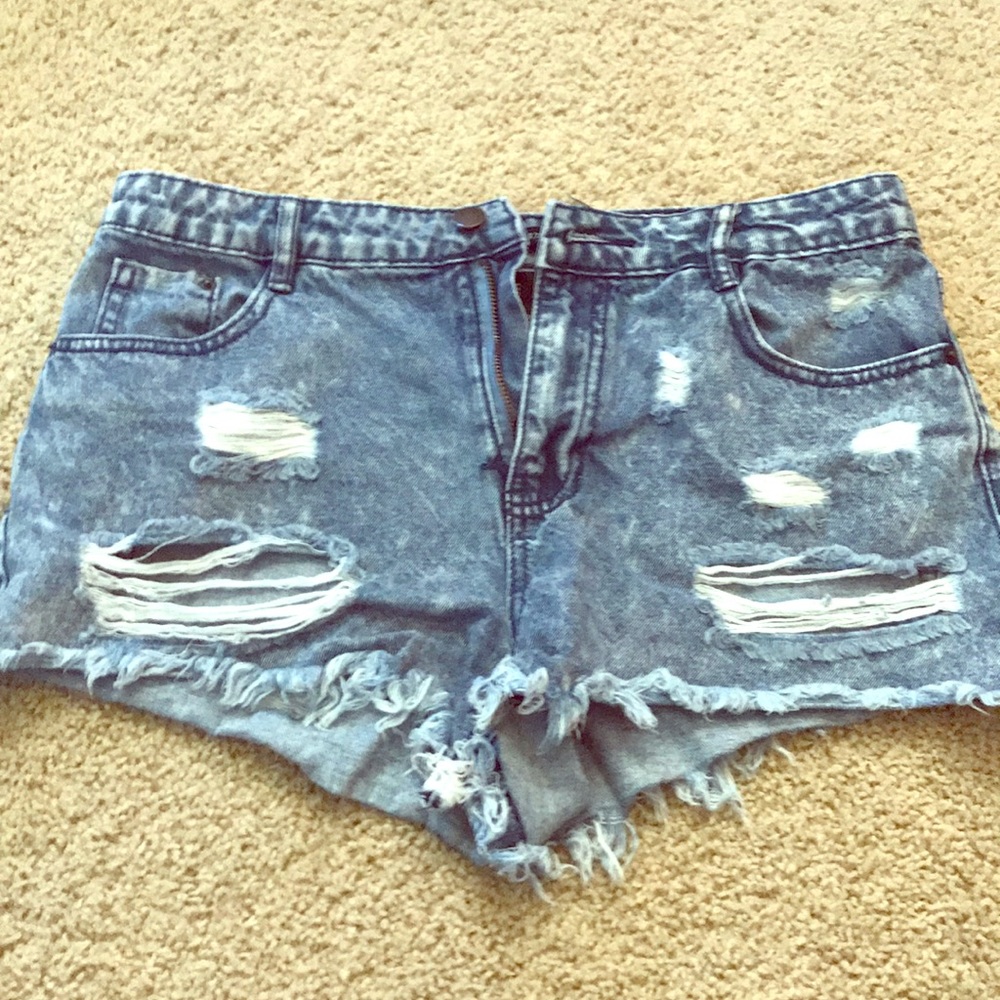 High waisted jean shorts